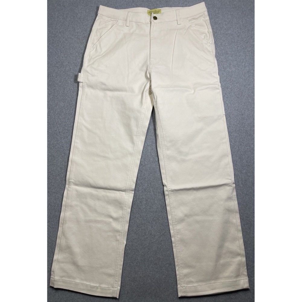 Duvin Anti-Workwear Pants Womens Size 32 Off White Canvas Carpenter Straight Leg